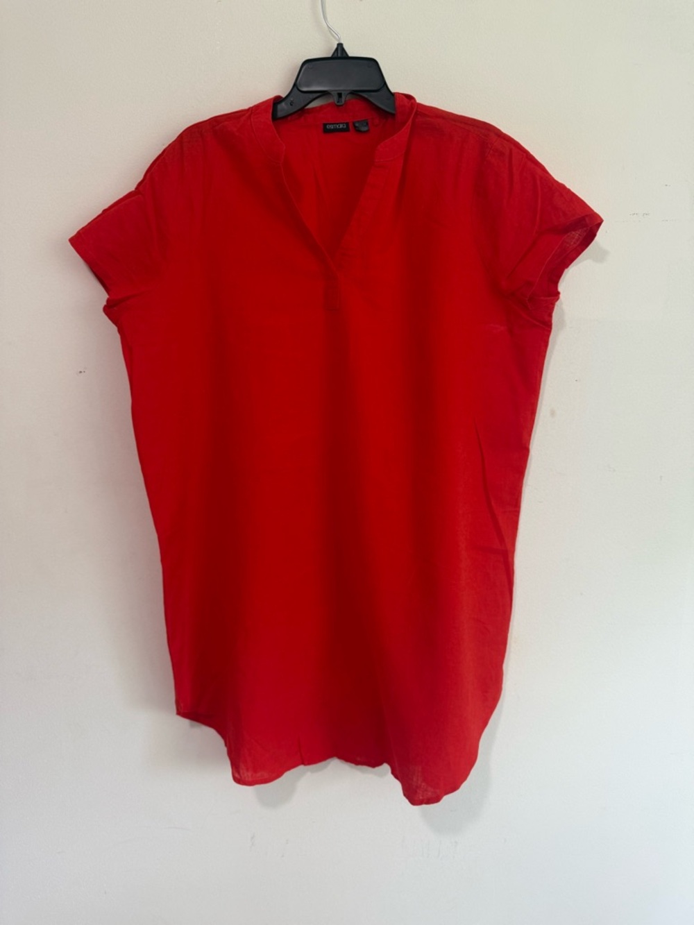Women’s Red Split-Neck Tunic Top